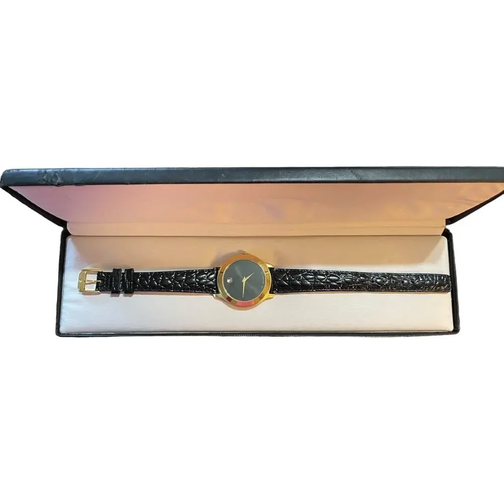 Movado Vintage Museum Quartz Watch 18KGP 87-E4-0844 Original Box